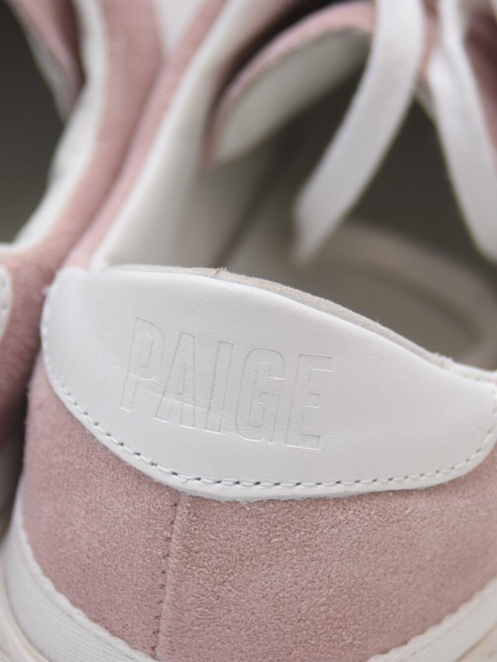 PAIGE Brie Sneaker Pink Suede Leather Low Top Shoes Size 8.5 Womens - Picture 5 of 15